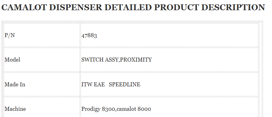 Camalot Dispenser Sensor 47883