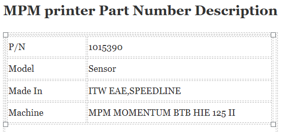 Mpm Printer Sensor 1015390