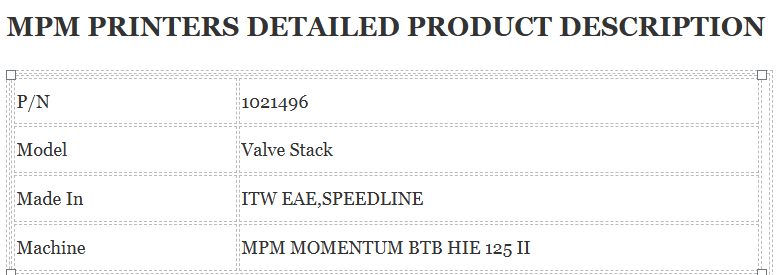 Mpm Printer Valve Stack