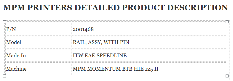 MPM RAIL SINGLE TRACK CONVEYOR 1014947