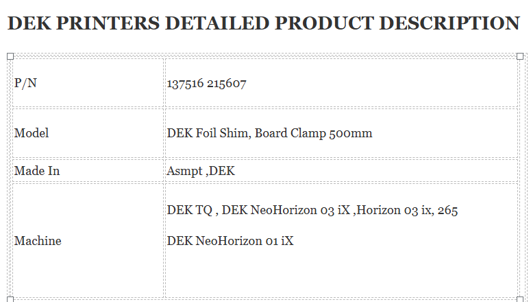 215607 Dek Printer
