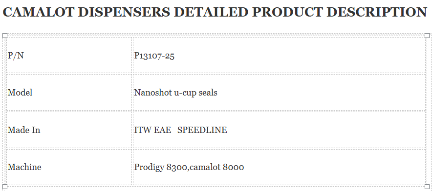 prodigy 8300 , Camalot P13107-25 Seal