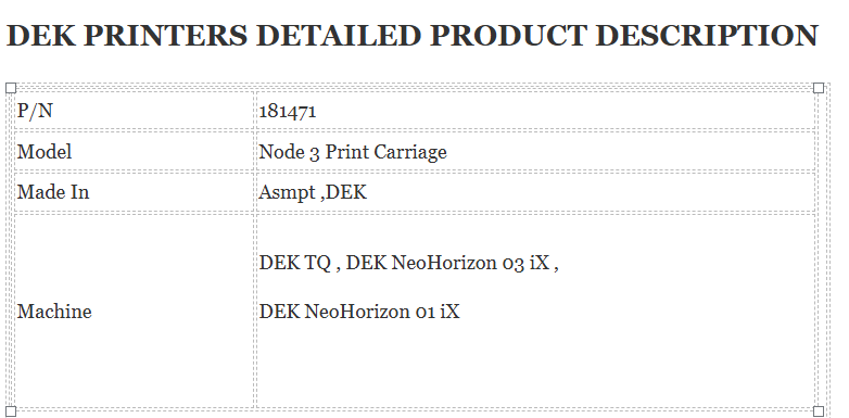 Dek Printer 181471