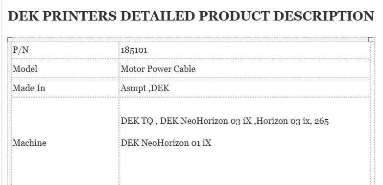 Dek Printer 185101 Motor 