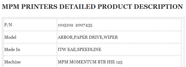 Mpm Printer 1015102