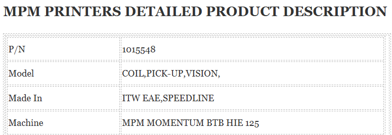 MPM Coil Pick up vision front Magnet