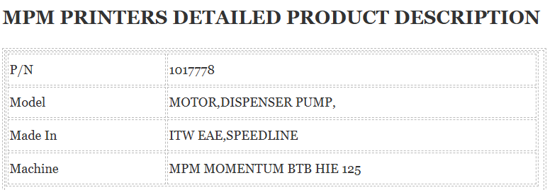 Mpm Printer 1017778