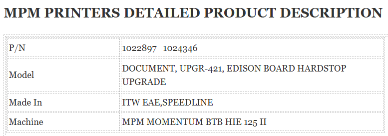 Mpm Printer Edison 1022897