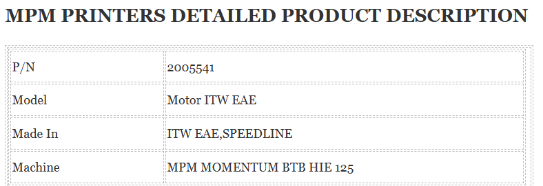 Mpm Printer 2005541 motor
