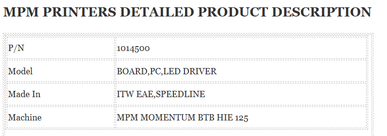 Mpm Printer Board 1014500