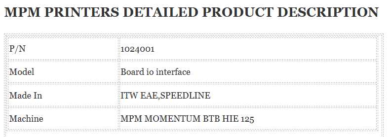 Mpm Printer Board 1024001