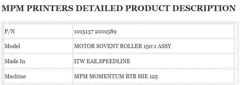 Mpm Printer Motor 1015137