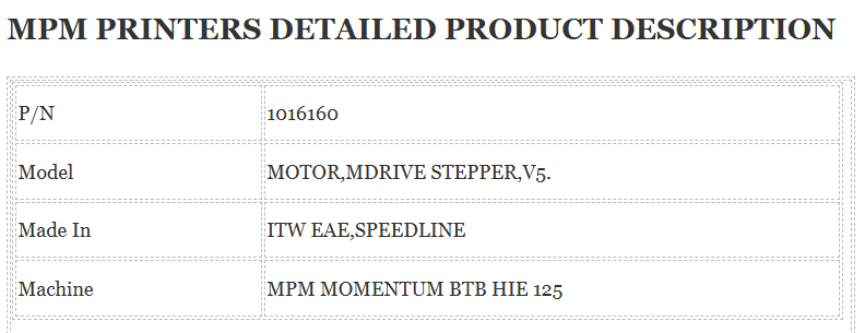 Mpm Printer Motor 1016160