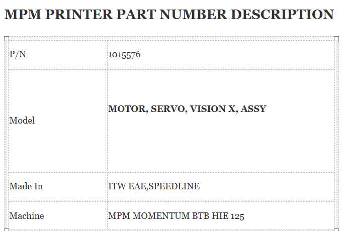 Mpm Printer Servo Motor