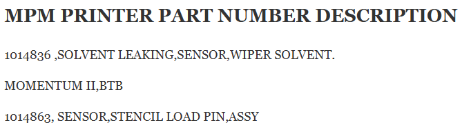 Mpm Printer Solvent Leaking 1014836 and 1014863
