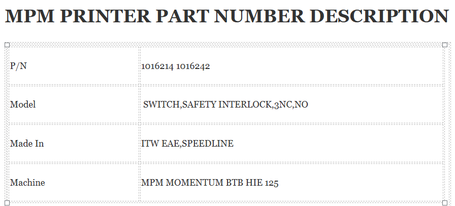 Mpm Printer Switch 1016214