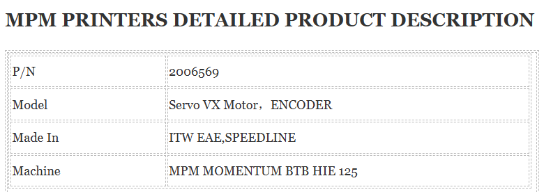 Mpm Printer VX 2006569 motor