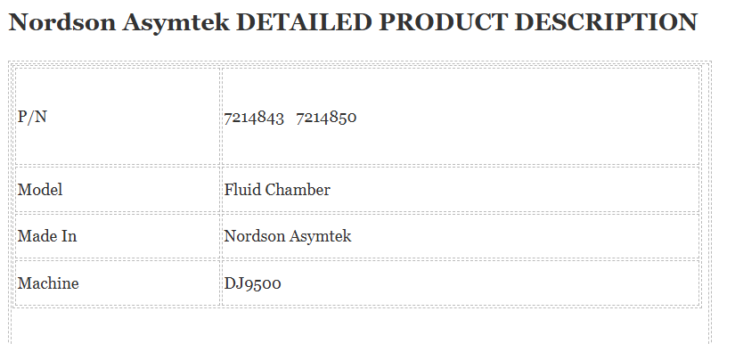7214843 Fluid Chamber and 7214850 Nordson