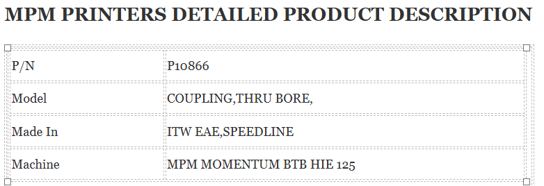 P10866 Mpm Printer coupling