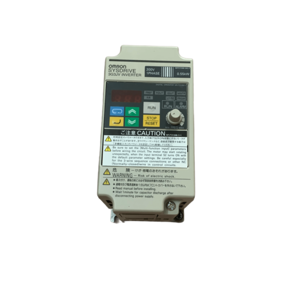Omron 3G3JV-AB004 Drive – Compact AC inverter for motor speed control, 0.55kW, 220V, used in automation systems.