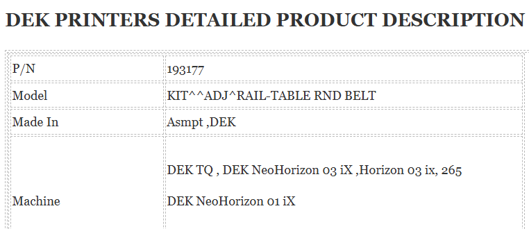 Dek Printer 180648