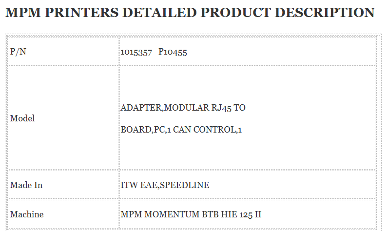 Mpm Printer 1015357
