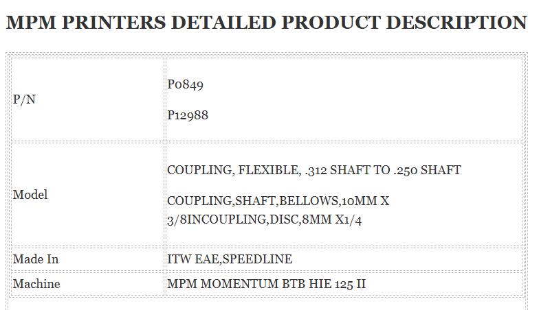 mpm printer p0849 coupling