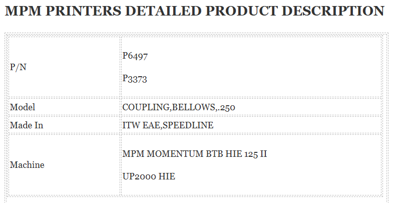 P6497 Coupling Samsung Spare Parts VX Speedline MPM Printing Machine Accessories 