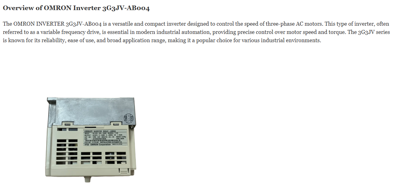 OMRON INVERTER 3G3JV-AB004