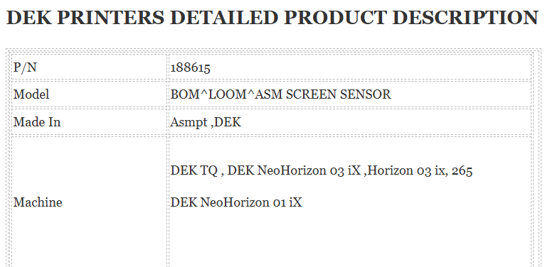 Dek Printer 188615