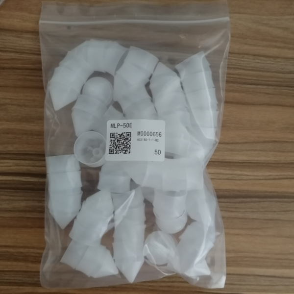 MLP-50E Musashi Engineering white wiper plunger for fluid dispenser system.