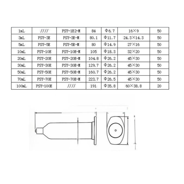 Musashi Transparent syringe 50CC PSY-50E/PSY-50F
